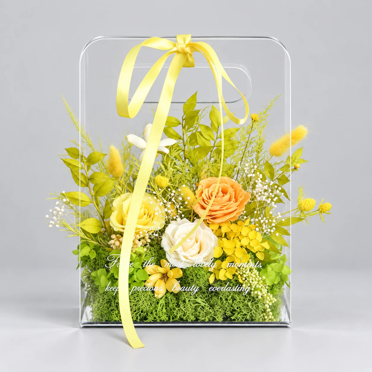 Sunshine Acrylic Tote Flower Box — preserved flowers