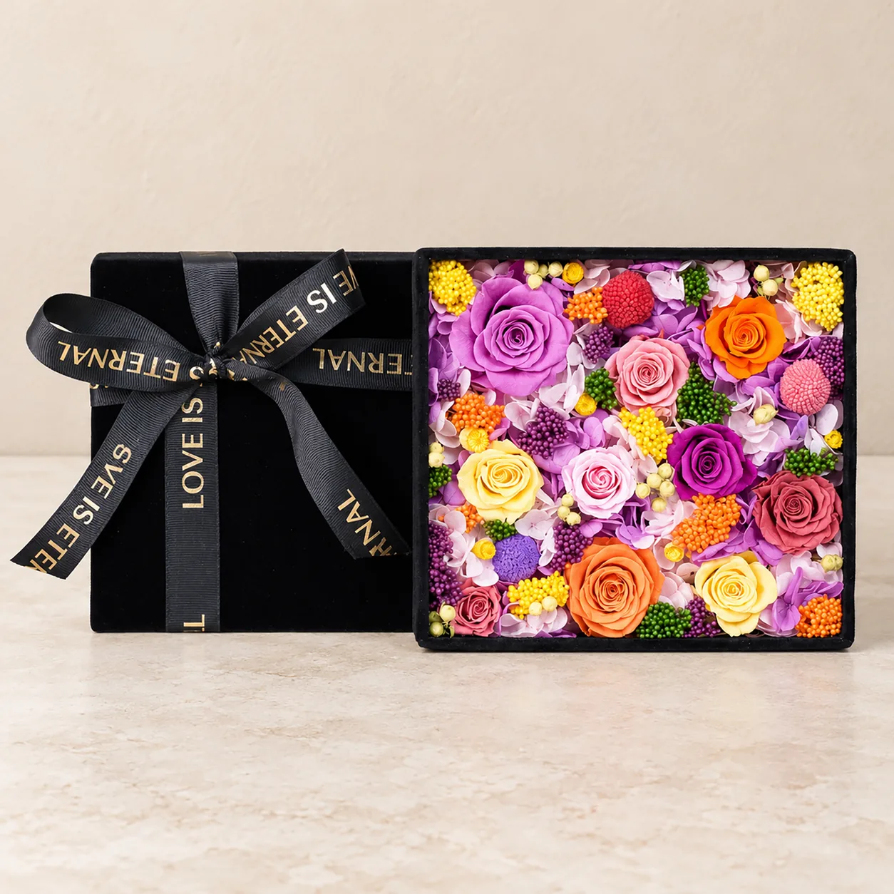 Velvet Rainbow Flower Box — preserved flowers