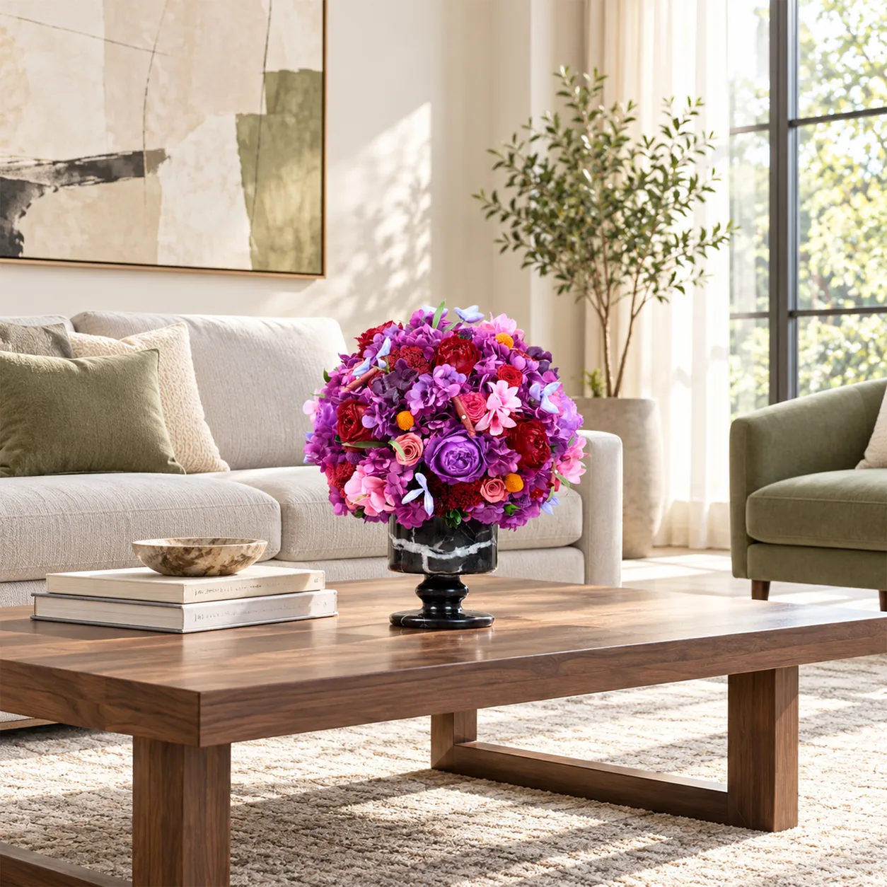 Violet Velvet Marble Arrangement on a dining table