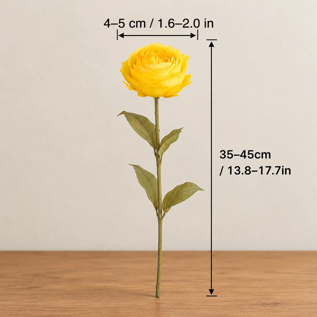 Yellow Garden Rose Stems size chart