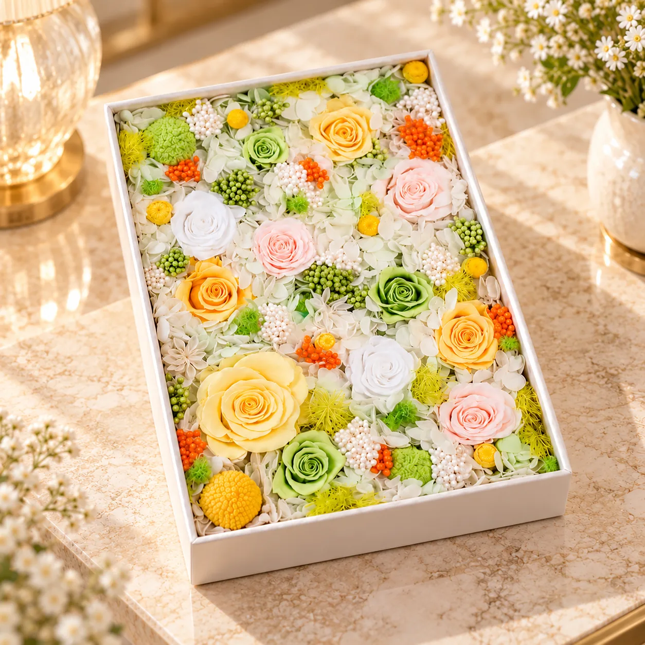 Spring Meadow Flower Box on a desk