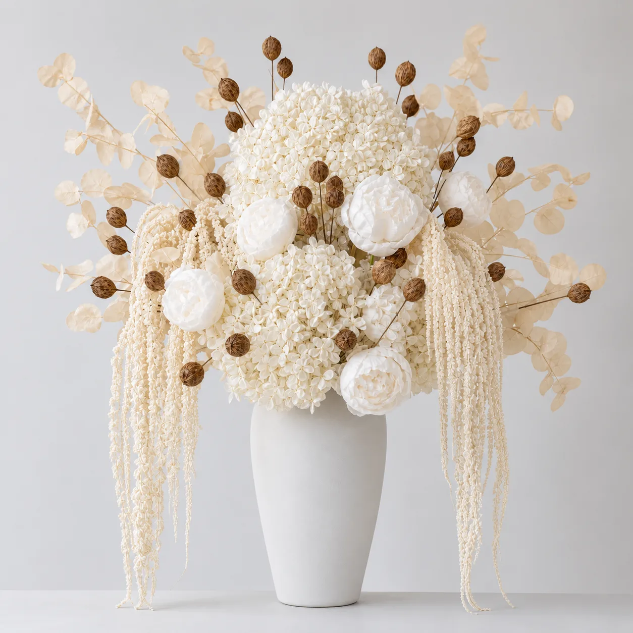 Peony White Console Arrangement