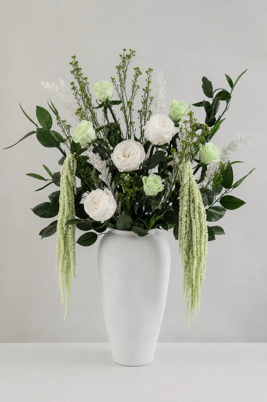 Rose Pale Green Console Arrangement
