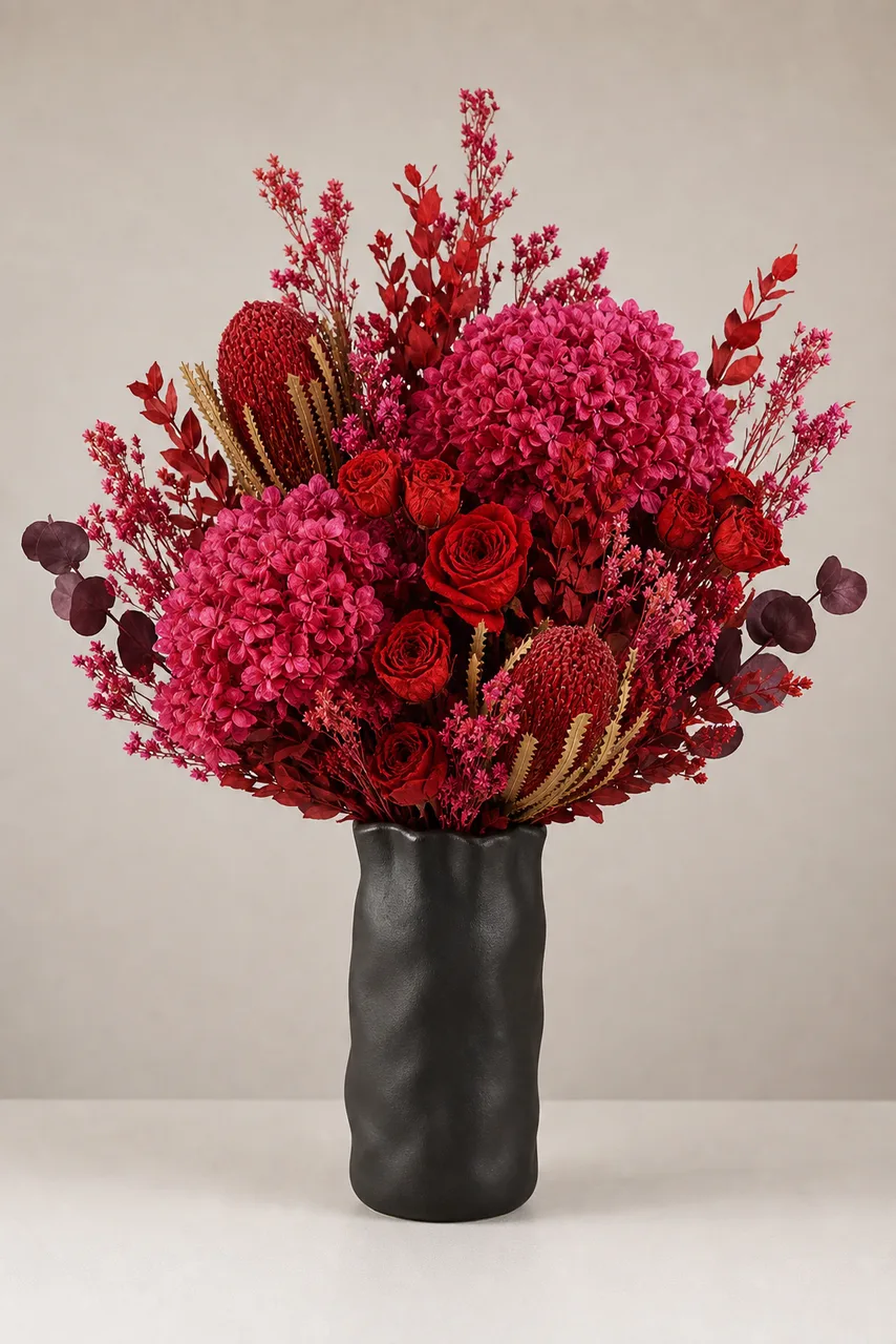 Stemmed Rose Red Console Arrangement